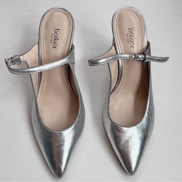 BOTKIER Women’s Hannah Metallic Silver Leather Pointed Mule Slip-on Size 5.5 - Picture 3 of 11